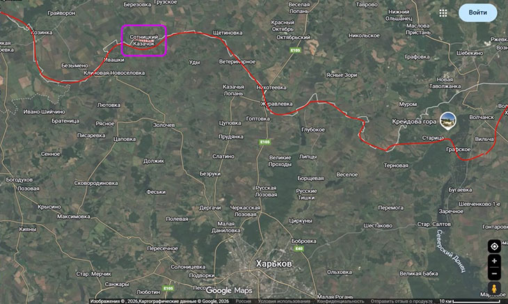 Вчера появились кадры объективного контроля над селом Сотницкий Казачок на границе Белгородской и Харьковской области