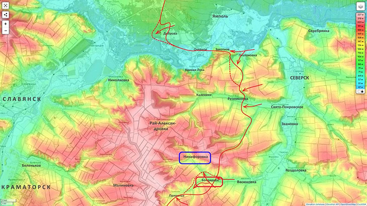 Пытаемся зайти в Никифоровку, чтобывыйти к Рай-Александровке