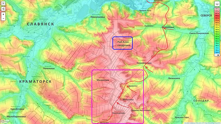 В районе Миньковки, Новомаркова водораздельный хребет уже преодолен