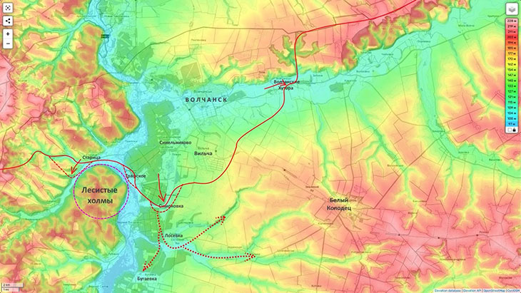 Движение на Лосевку и, возможно, Бугаевку, чтобы зайти во фланг, а далее в тыл позициям противника в районе Белого Колодца