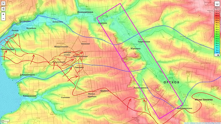Противник после оставления Магдалиновки, скорее всего, откатится на север на линию реки Конка - Веселянка, Речное, Запорожец, Камышеваха, Заречное
