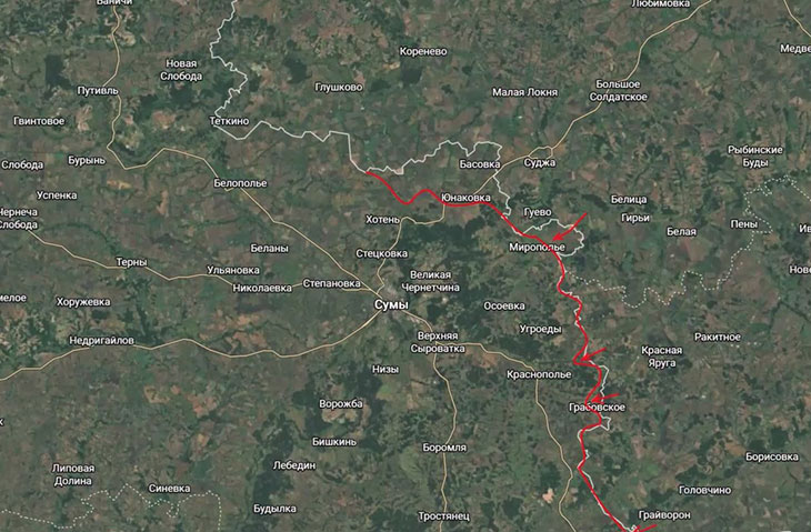 Движение на Краснополье на Сумском направлении