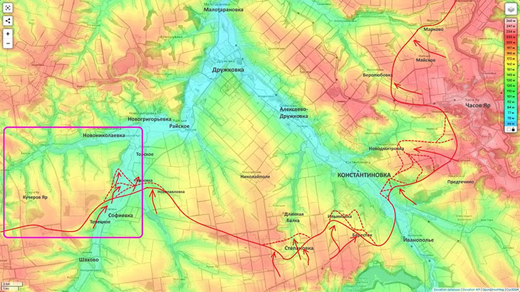Идут постоянные наши атаки по направлению к Кучерову Яру и далее на Новониколаевку