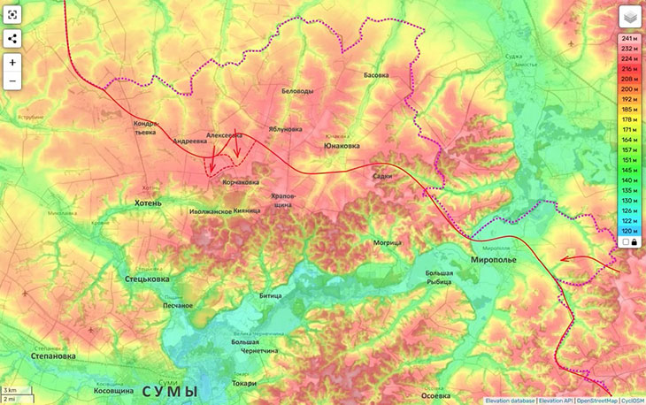 Движение на Сумы с севера, через Корчаковку