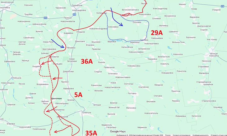 5-я и 36-я армии продолжают активные наступательные действия в районе Воздвижевки и Рождественского