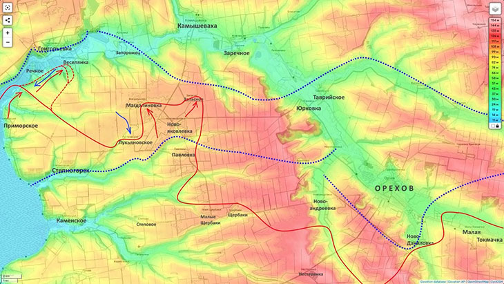 Западнее Магдалиновки образовывается большой карман