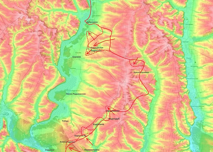 Пытаемся дожать противника на Рубцы и Пески-Радьковские