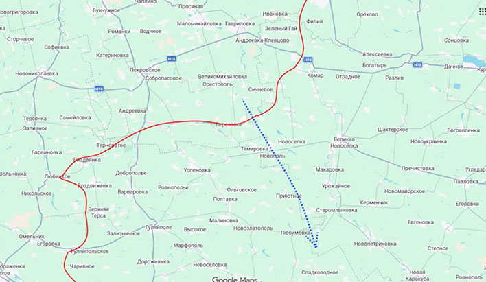 Возможность удара в тыл нашему левому флангу группировки «Восток», если мы не купируем проникновение противника в серой зоне