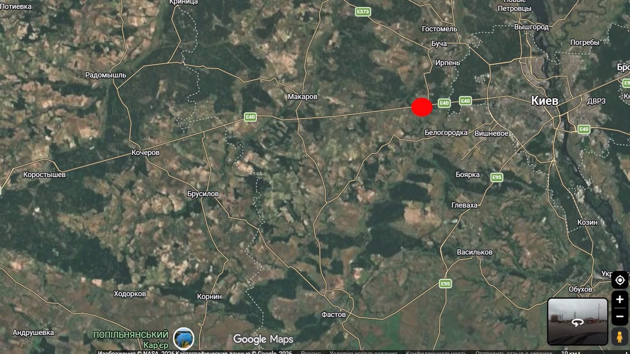Местоположение пораженного склада с боеприпасами (Милое)