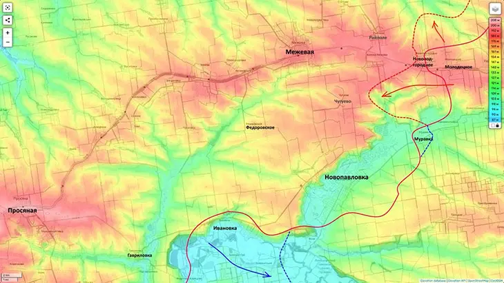 Атакующие действия по охвату Новопавловки