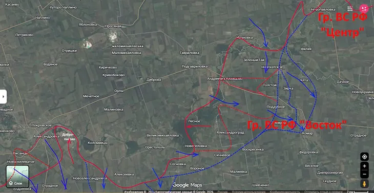 Противник контролирует н. п. Ялта и северо-западные окраины Комара